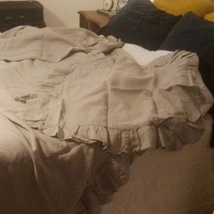 Gray Queen French Linen Duvet Set